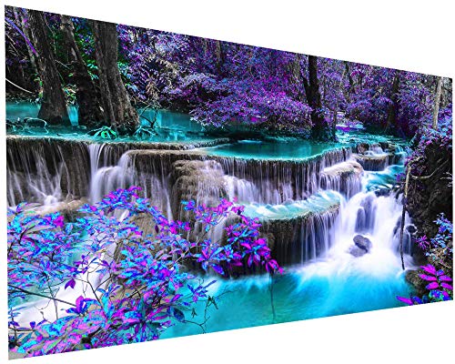 5D Diamond Painting Kits for Adults DIY Large Waterfall Full Round Drill (35.5 x 15.7 inch) Crystal Rhinestone Embroidery Pictures Arts Paint by Number Kits Diamond Painting Kits for Home Wall Decor