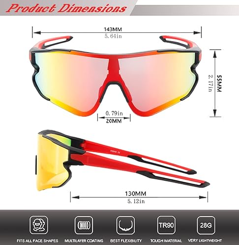 Miniatura 2 de stmoitz Gafas de sol deportivas polarizadas para hombres y mujeres con 3 lentes intercambiables gafas de béisbol para correr