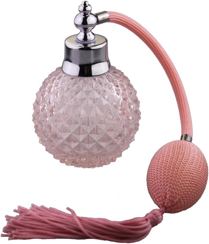 UNIQLED Crystal Art Vintage Style Empty Refillable Perfume Atomizer Long Tassel Spray Bottle 100ml (Pink)