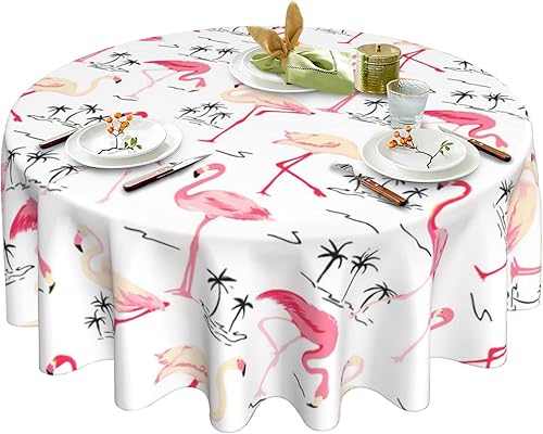Miniatura 8 de Mantel redondo de copo de nieve de Navidad de 60 pulgadas, lavable e impermeable, tela de poliéster para mesa de picnic al aire libre, mesa de