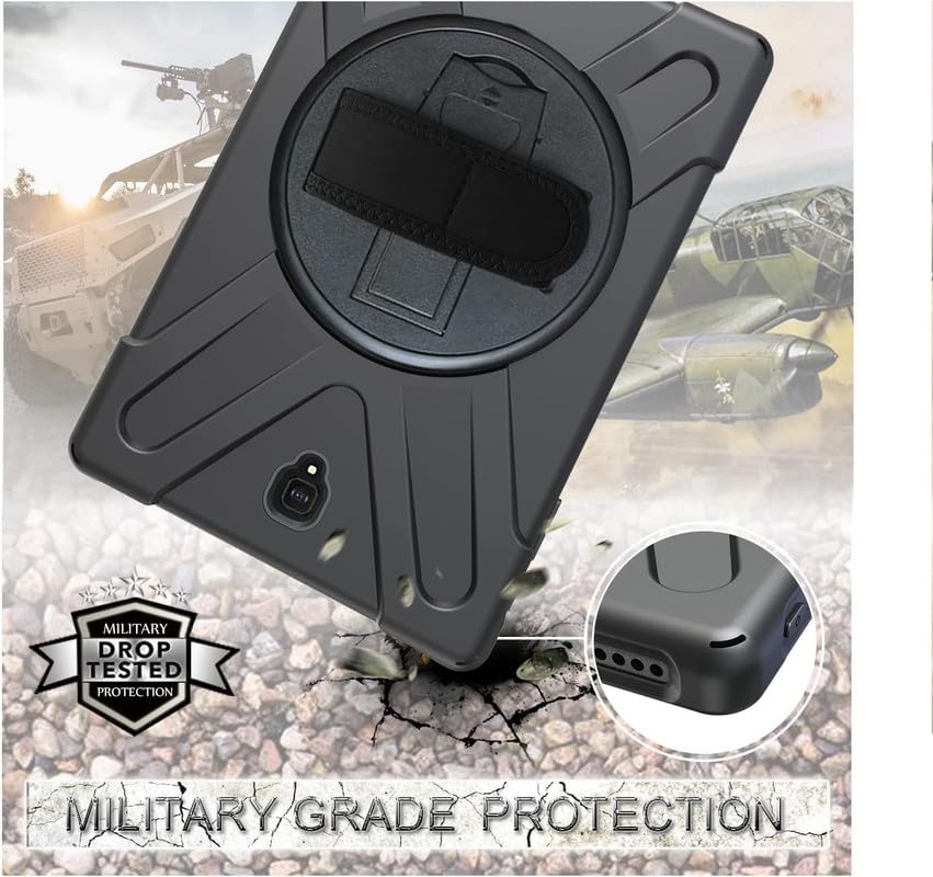 Image of Morefit Hybrid Back Cover Case with Kickstand Wheel Pattern for Samsung Galaxy Tab A 10.5 / SM-T590 / T595 / T597 - Black