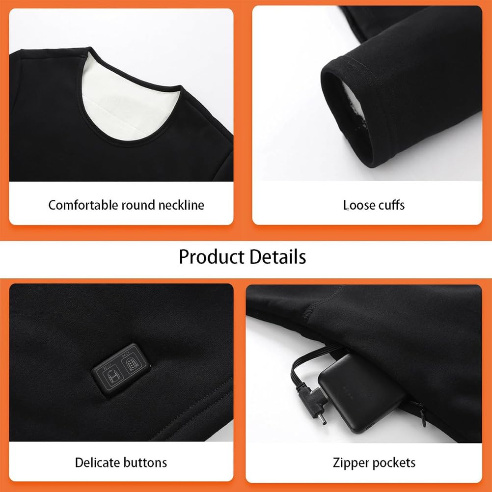 Conjunto de Ropa Interior térmica para Hombre Camisetas y Pantalones Largos Calefactables, Capa Base Lavable, Suave y Cálida con 30 Zonas Calefactables,Gris,XXL