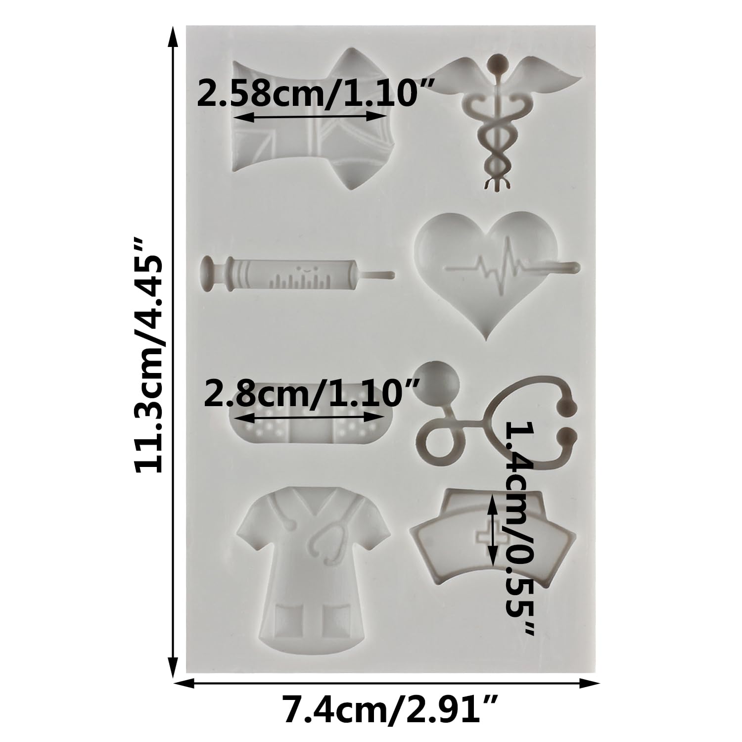 MINFEIDMS Nurse Graduation Themed Fondant Molds Silicone Doctor Nurse Grad Hat Medical Equipment Candy Mold For Cake Decorating Cupcake Topper Candy Chocolate Gum Paste Polymer Clay