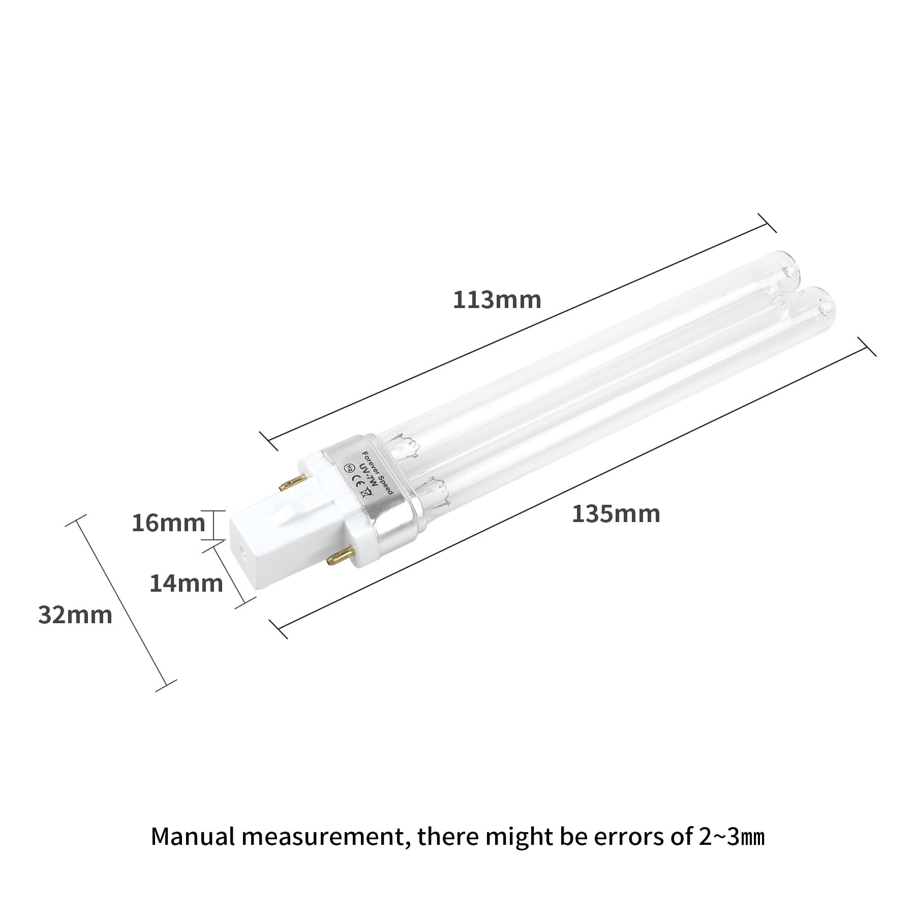 Forever Speed Lámpara de repuesto UVC Tubo de repuesto lampa UV do urządzeń UVC (7 vatios G23)