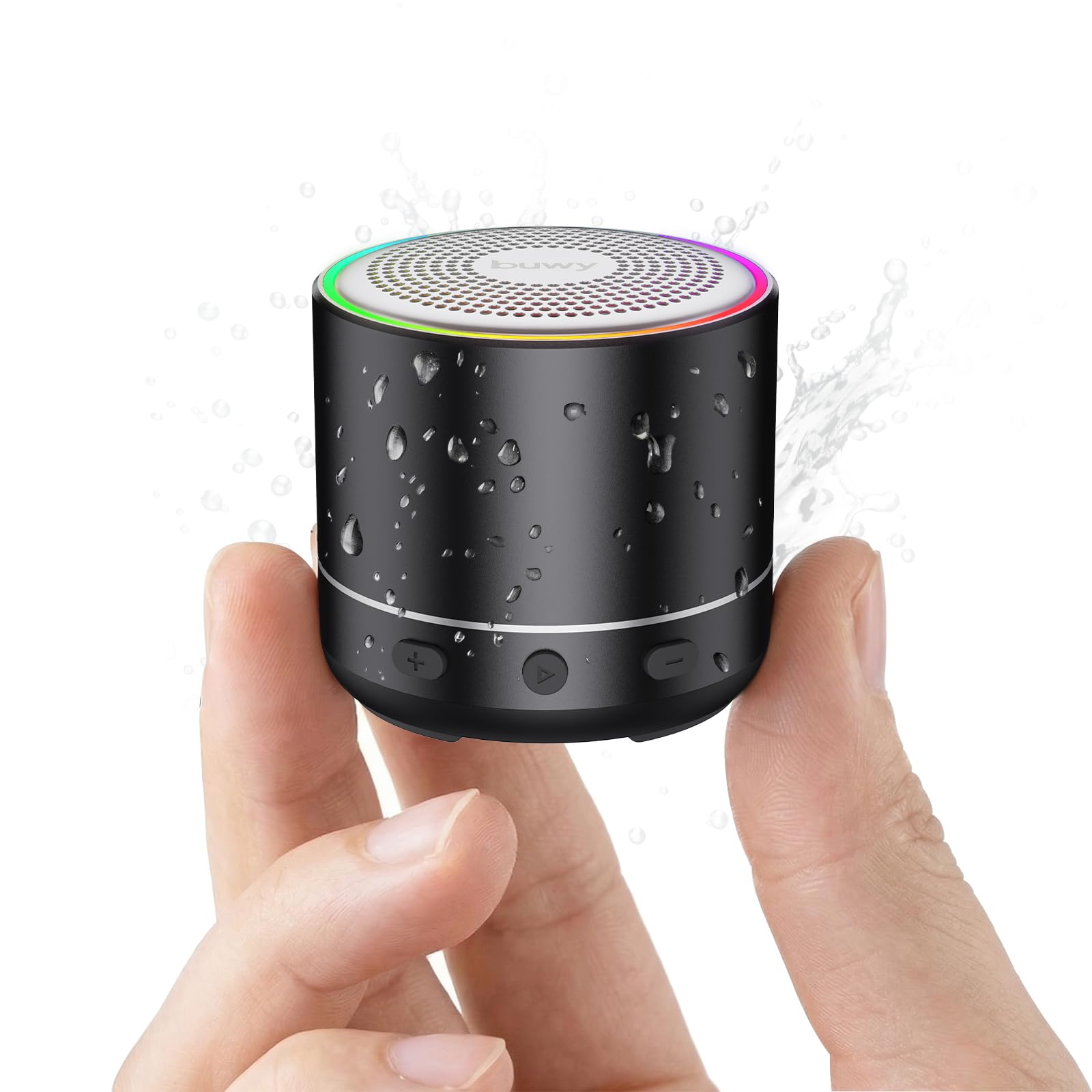 Mini Altavoz Bluetooth, Altavoces Bluetooth 5.4 con 7 Modos RGB, 360° Sonido Estéreo, 8H Altavoz Portatil Manos Libres con Micrófono, Impermeable IP68 Speaker para Ducha, Playa, Viaje y Exterior