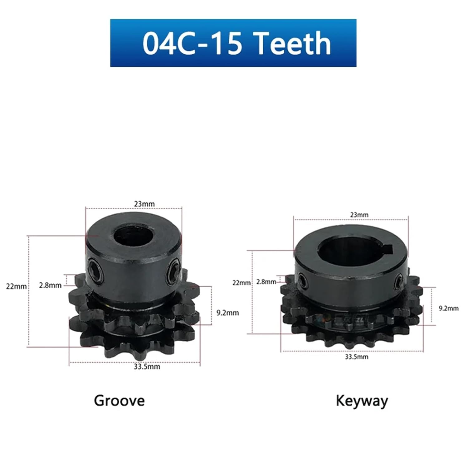 14 15 Teeth 04C 25H Double Sprocket 45# Steel Gear Industrial Drive Wheel Bore 6-15mm 1Pcs(14mm (Groove),15 Teeth)