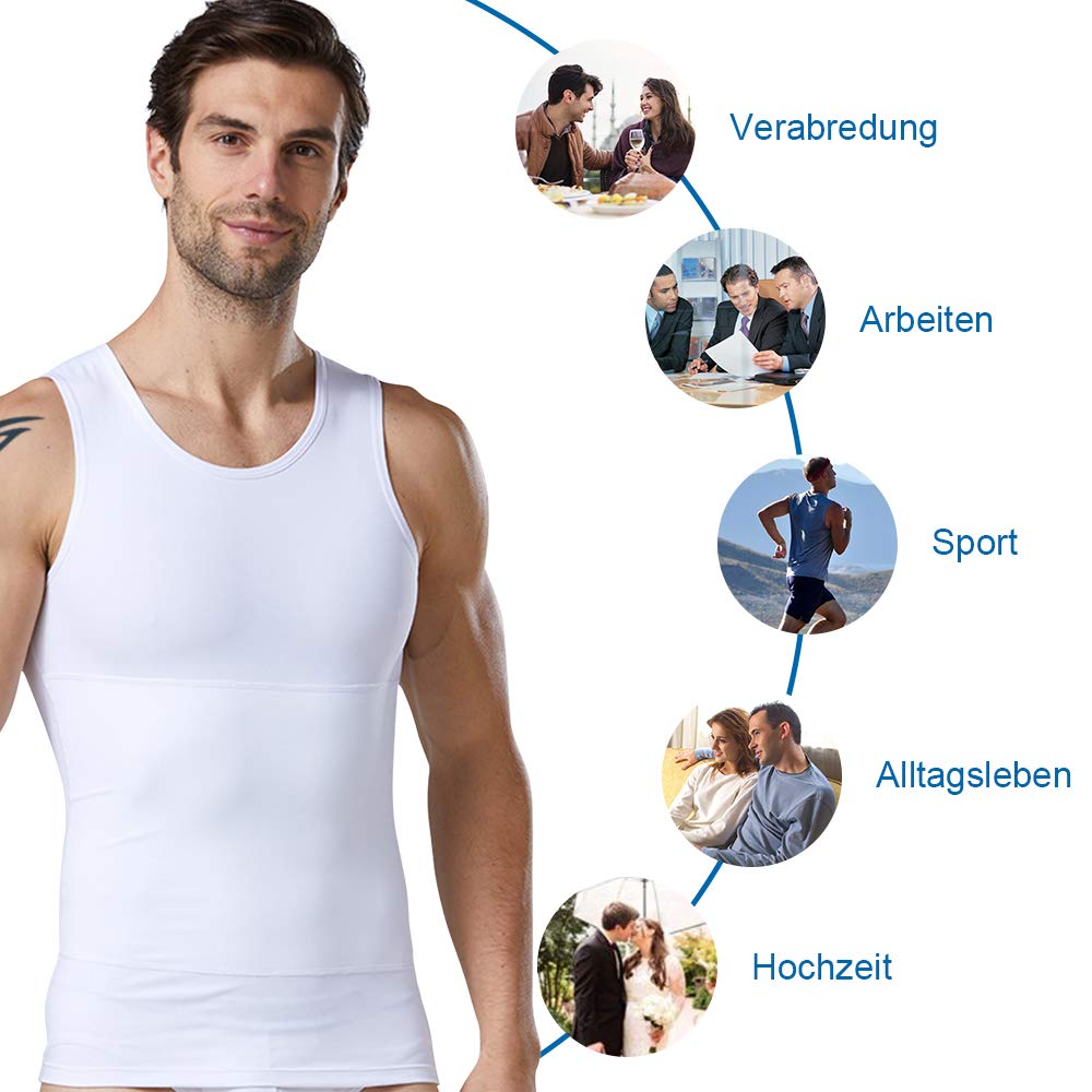 HANERDUN Débardeur Gainant pour Hommes sans Manches Chemise Minceur Compression Abdo Contrôle Faire Le Ventre Plat