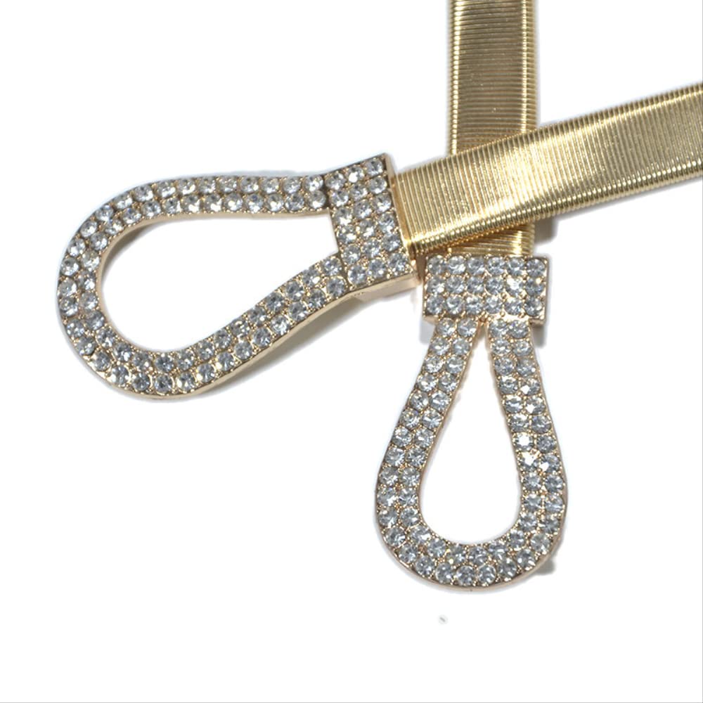 Gürtel für Damen Kleid Designer Gold Elastischer Stretch Taillenkettengürtel Weiblich Dünne Dünne Strass Überlappende Schnallengürtel Für Frauenkleider