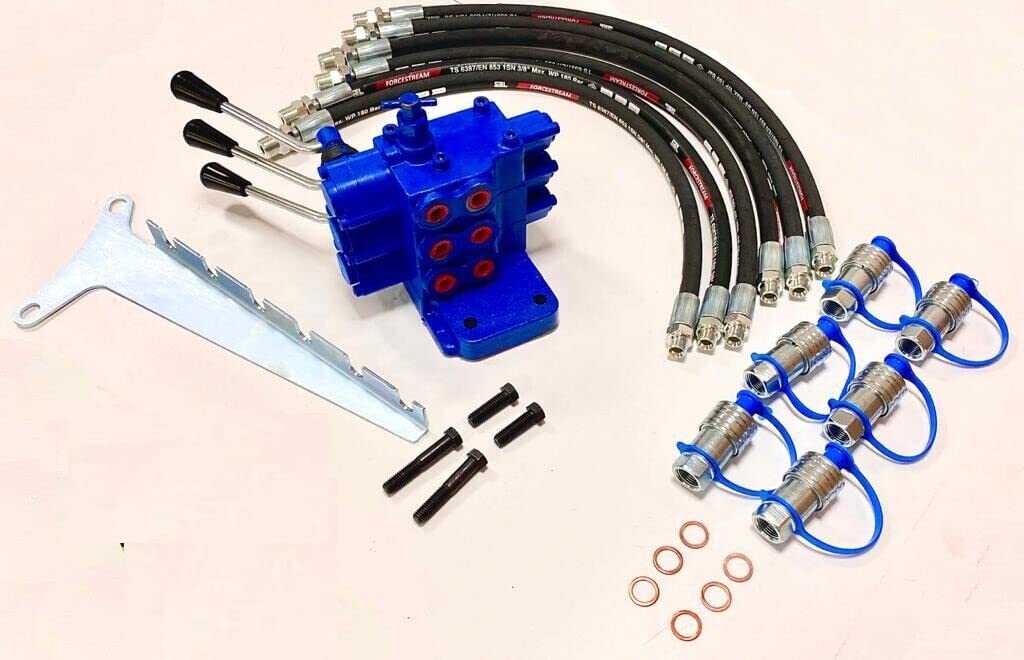 Kit Distributore Ausiliario 3 Leva Compatibile per Trattore Ford 5000, 5600, 6000, 6600, 7000, 7600 …