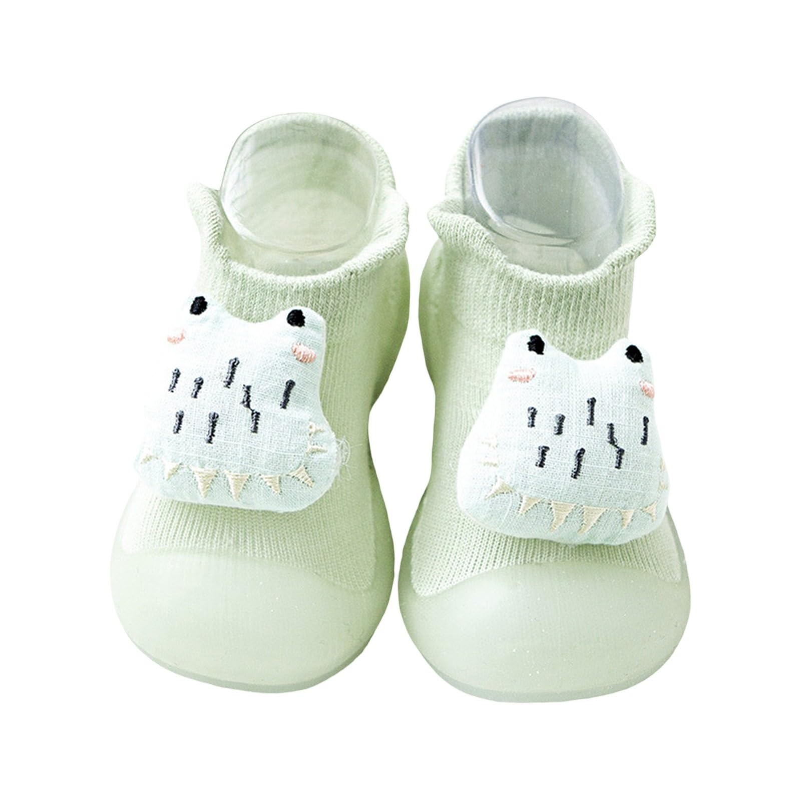 Toddler Girl Boy Shoes Sock Animal DecorationFor 0 to 4 Years Baby Girl Running Shoes (Green, 7 Toddler)