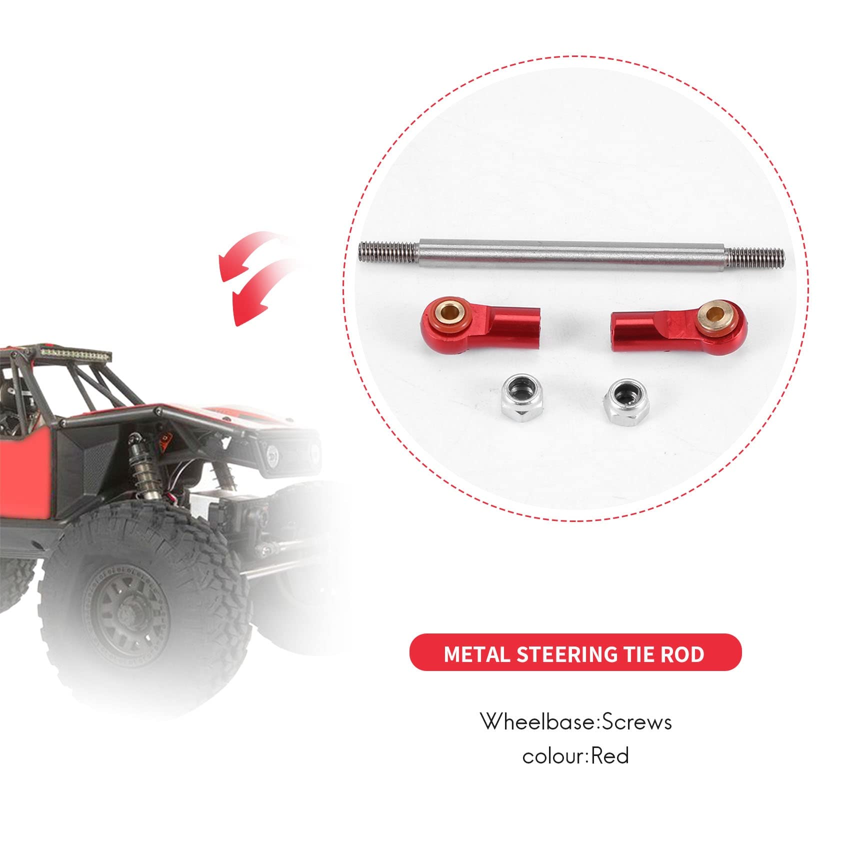 Barres De Direction Réglables Pour RC Crawler Axial Capra 1.9 UTB – 2 Pièces, Métal, Rouge – Améliore Stabilité Et Traction