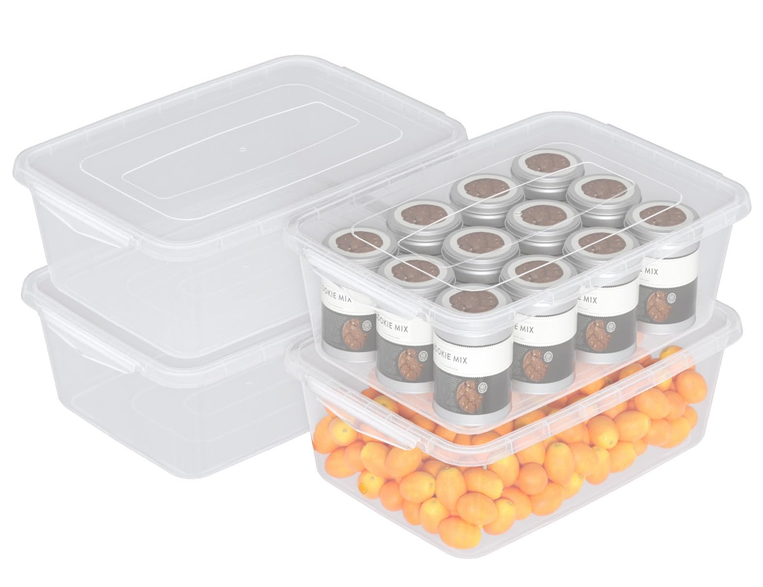 Rangement plastique transparent 6,5L lot de 4 boîtes de stockage avec couvercles empilables