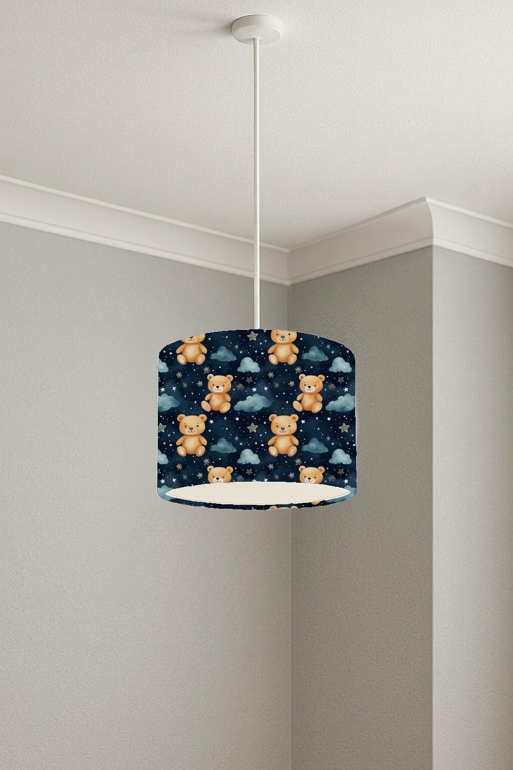 Teddy Bear Dreams Night lightshade – 20 x 18.5cm Ceiling Drum Shade | E33BB8