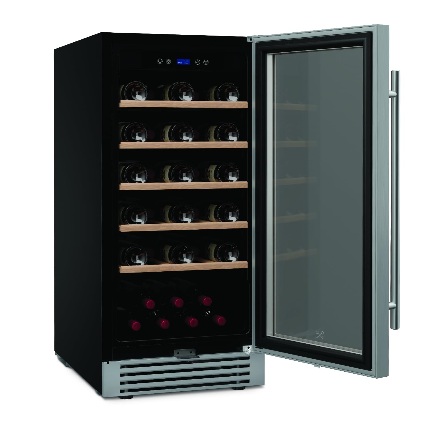 Les Petits Champs Cave à Vin Encastrable Sous Plan 32 Bouteilles CAVCE32, Capacité 82 L, Design Élégant en Acier Inoxydable, Réglable de 5°C à 20°C, Anti-UV, LED