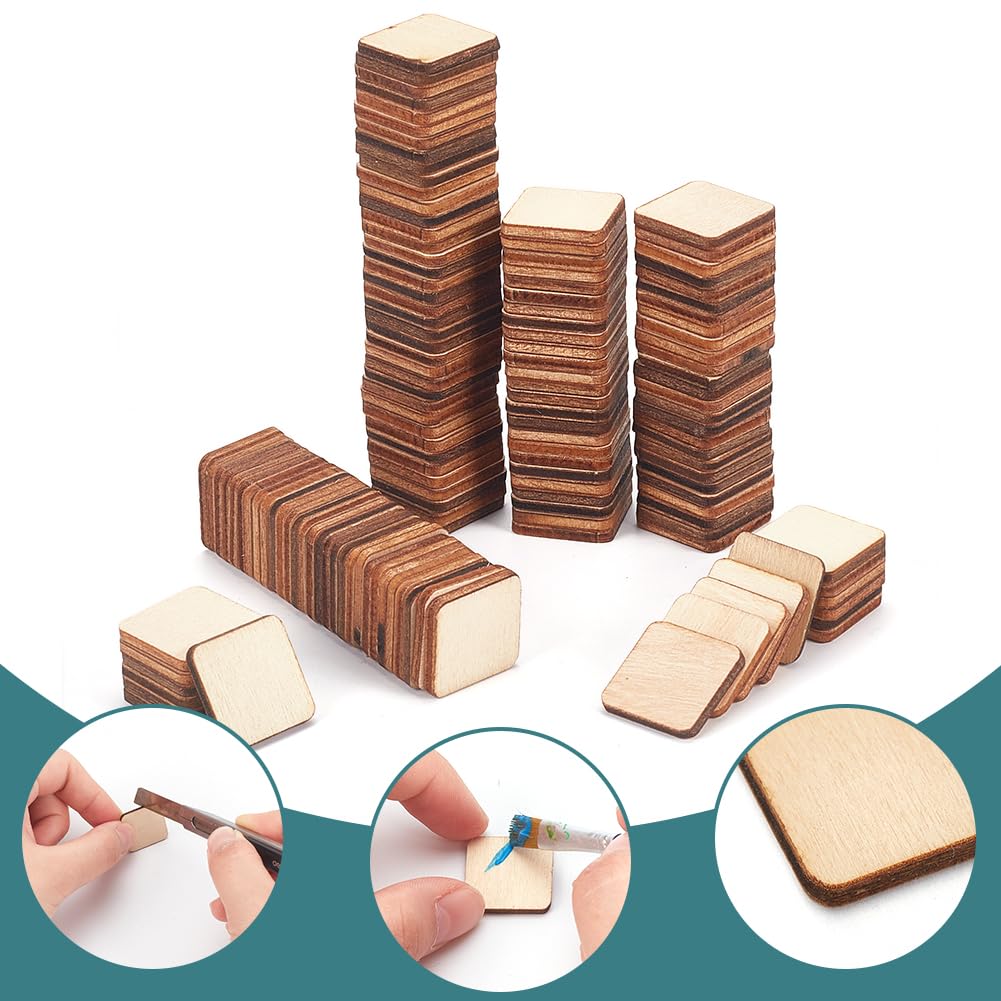 NBEADS 300 Pièces Bois Non Fini 2x2 Cm - Feuilles Carrées Balsa Vierges Pour Artisanat, Peinture Et Sculpture