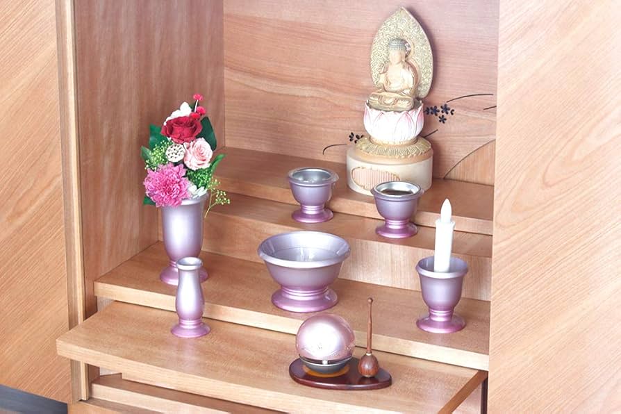 Amazon|仏具6点+おりんセット 【銀河 シルバーピンク 3.0寸 + Amazon|仏具6点+おりんセット 【銀河 シルバーピンク 3.0寸 +