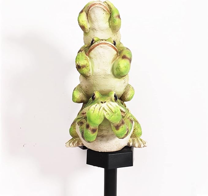 PacuM Solar Lights Garden Ornaments Frogs Outdoor Waterproof Resin Statue for Decking, Lawn, Yard, Patio, Pathway Decorations, Insert Installation Gift photo 3