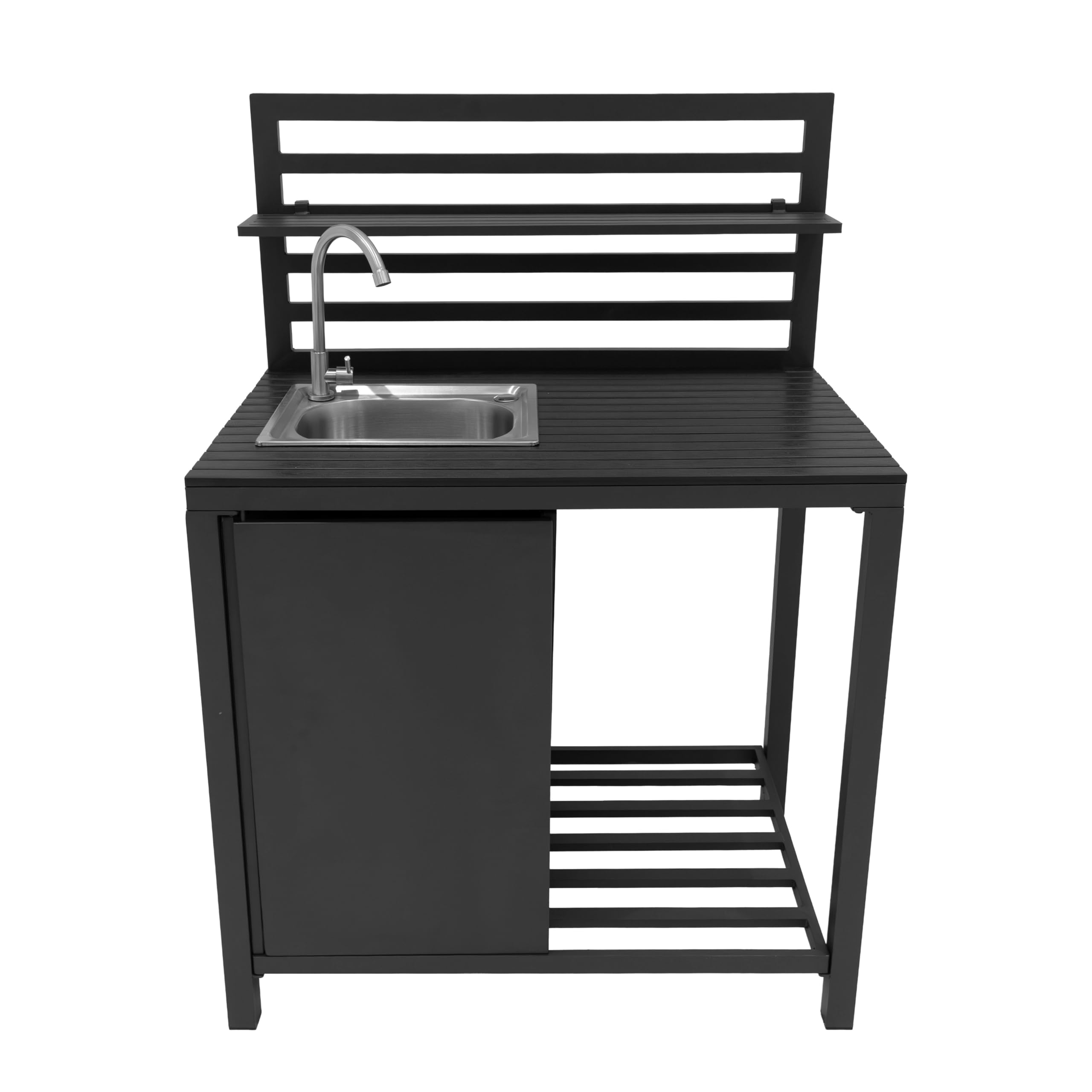 Cocina Exterior Modular de Aluminio de 3 Piezas en Gris Antracita | Fregadero de Acero Inoxidable | Almacenamiento Inteligente | Configuración Personalizable | Ideal Jardín o Terraza Barbacoa Parilla