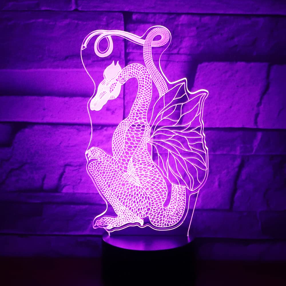 ELD 3D LED veilleuses Dragon Dinosaure découpé en Papier avec 7 Couleurs lumière pour la décoration de la Maison Lampe Visualisation Incroyable Cadeau du Jour des Enfants optiques