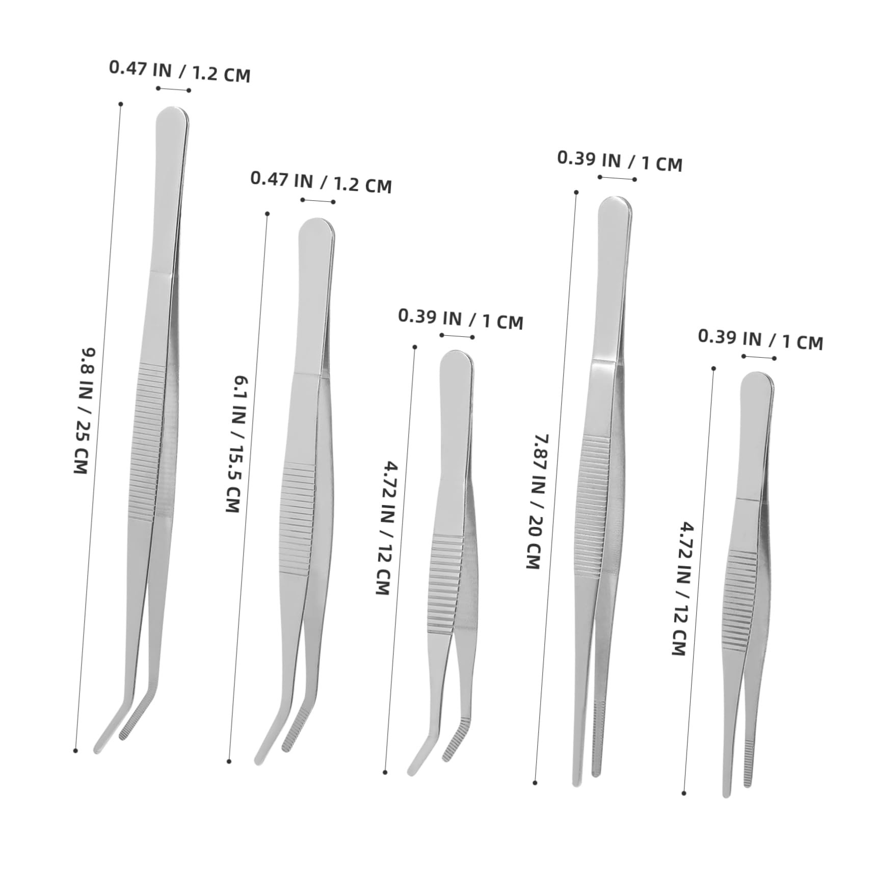 Didiseaon 5pcs Stainless Steel Tweezers Set Gardening Accessory Diy Tool First Aid Craft Pointy Tweezers for Plants