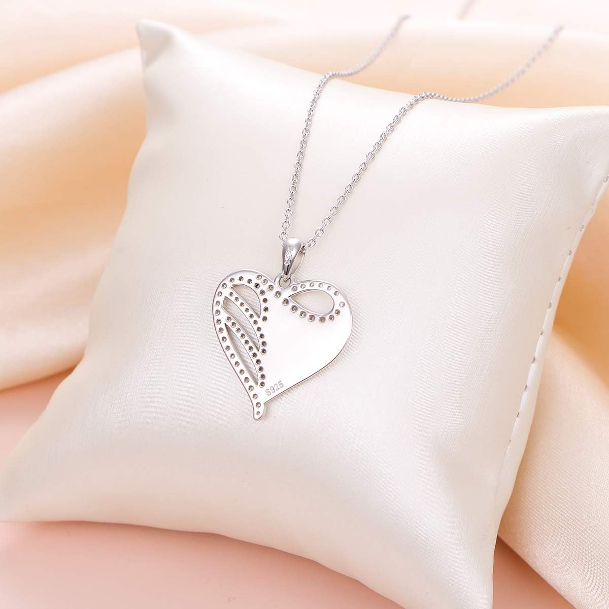 925 Sterling Silver Keepsake Memorial Necklace A Piece of My Heart is in Heaven Infinity Angel Wing Heart Pendant Necklace for Women Remembrance Sympathy Gift - Image 6