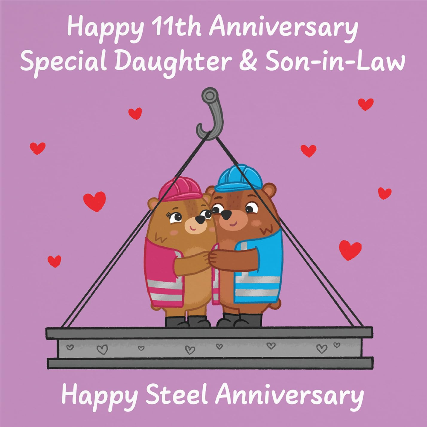 Hunts England, Daughter And Son In Law 11th Anniversary Card, Steel Anniversary, 11 Years - Image 2