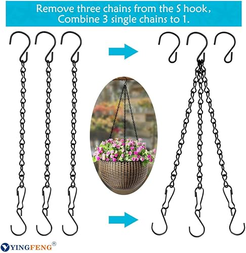 Miniatura 3 de YINGFENG Paquete de 10 cadenas colgantes negras de 9.5 pulgadas, colgadores de plantas de jardín para colgar comederos de pájaros, vallas