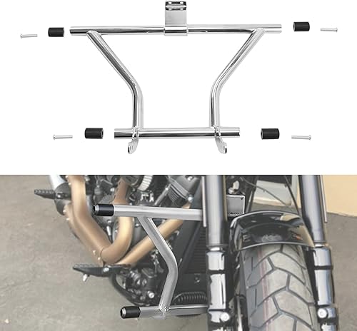 Miniatura 7 de TCT-MOTORPARTS Barra cromada de protección de motor apta para modelos de control delantero Harley Fat Bob Fat Boy Low Rider Street Bob 2018-2024