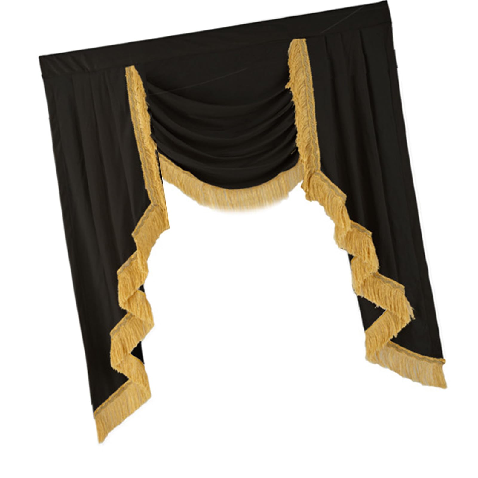 Buxuaaaa Black Heat Insulating Outs Valance Curtains With Embellished Tasseled Edges Wrinkles Resistant Drapes Modern Curtains