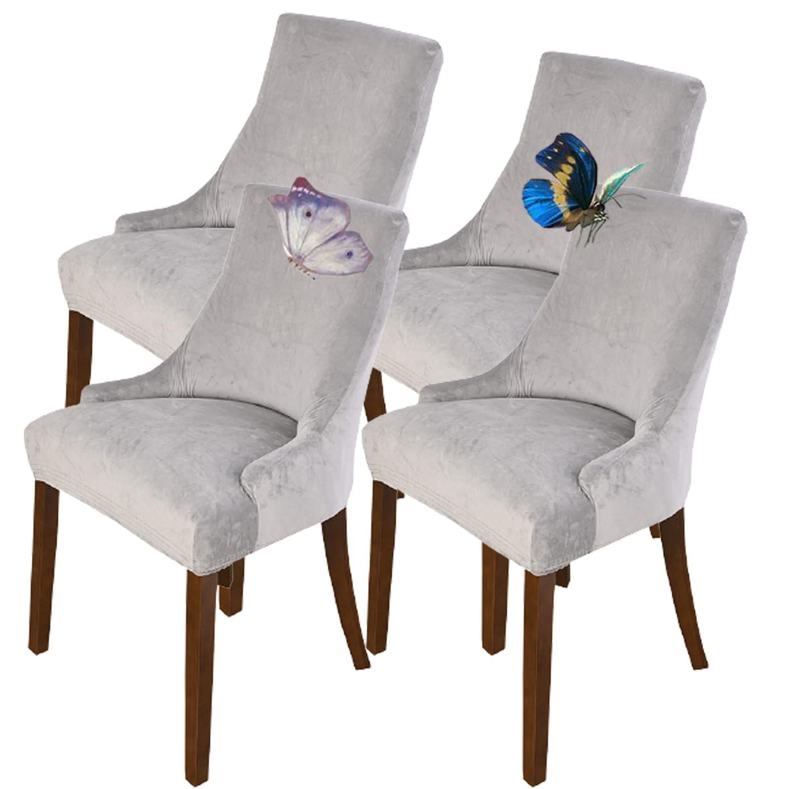 NMVAWIPT Velvet Wingback Chair Covers, Stretch Slipcovers, Removable Furniture Protector, For Hotel Wedding Banquet(34#,4pcs)
