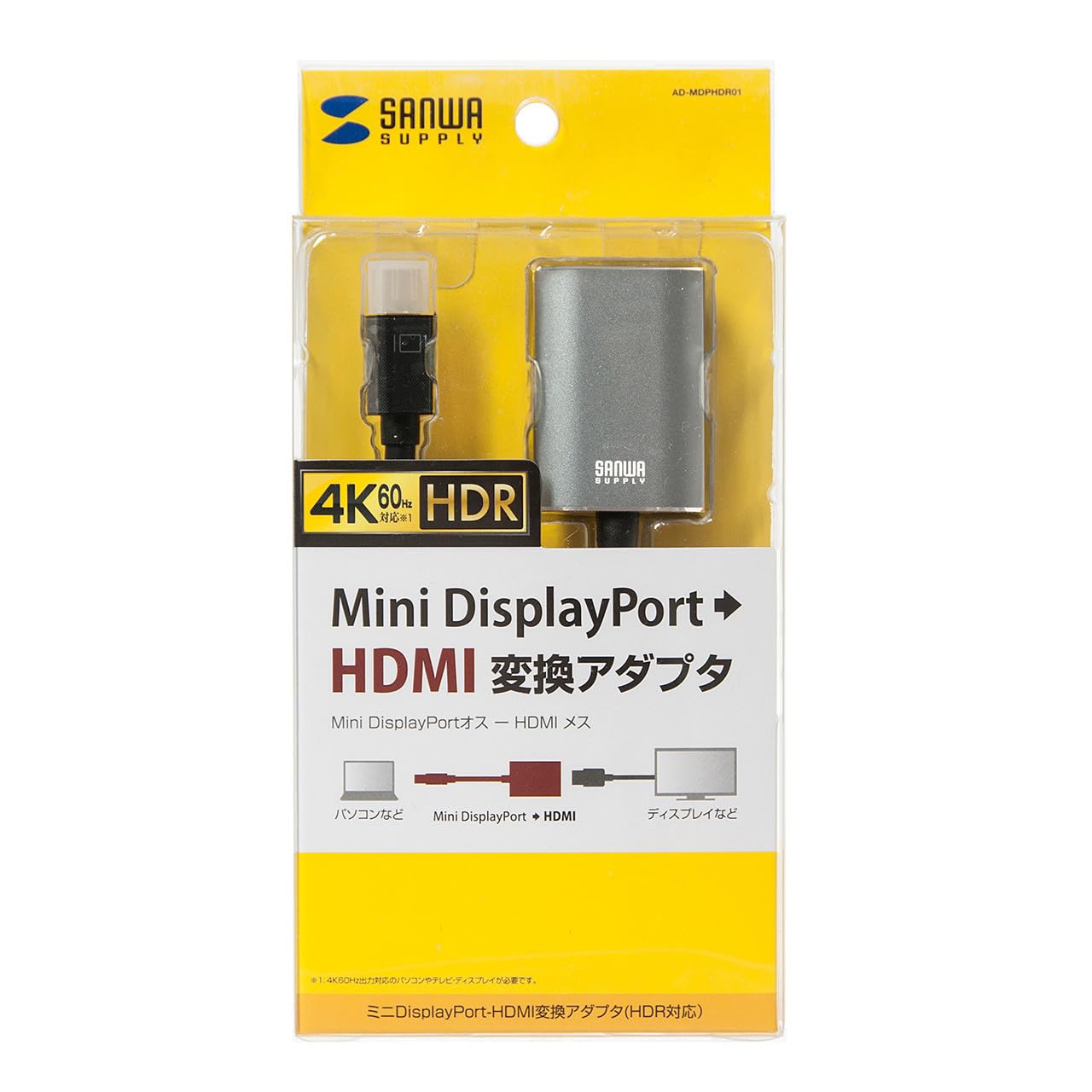 Amazon.co.jp: サンワサプライ ミニDisplayPort-HDMI 変換アダプタ HDR 