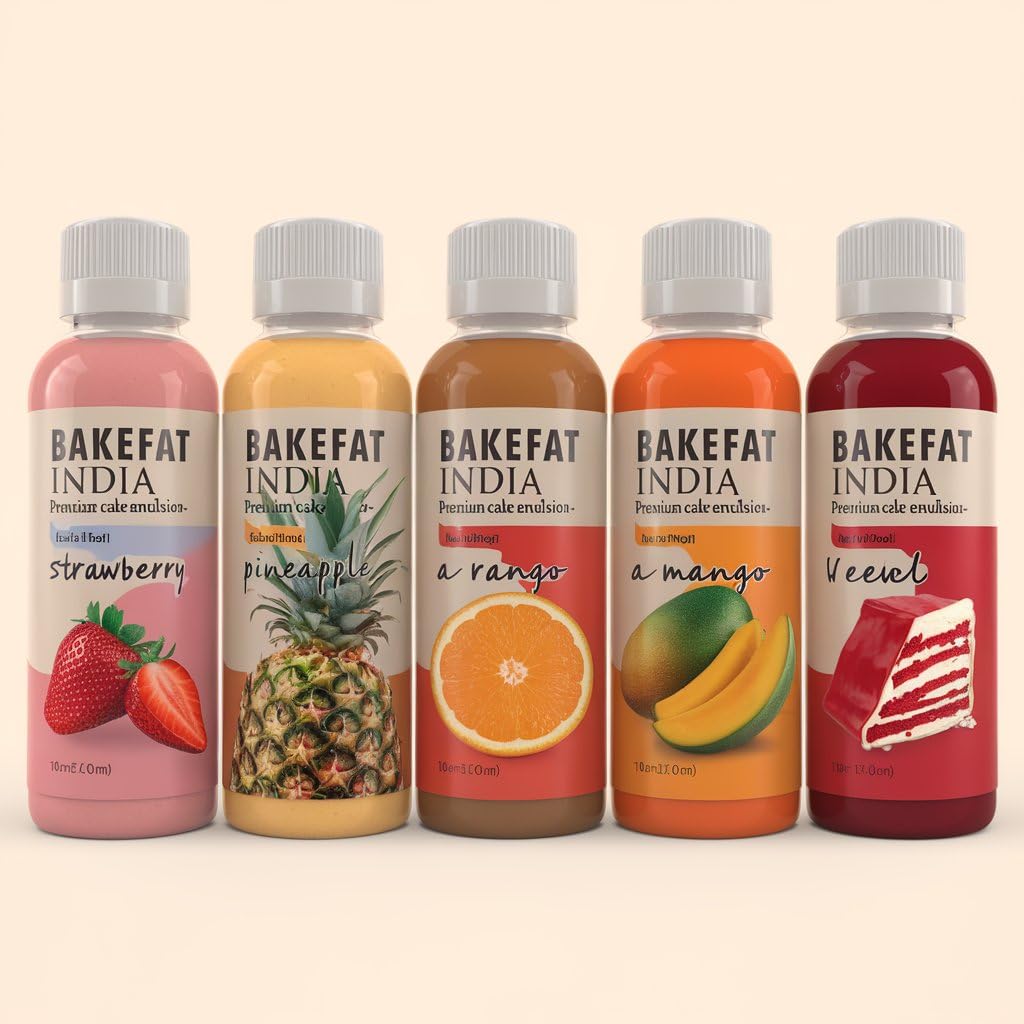 Bakefat India 5 Flavour Baking Emulsion Set (Mango, Pineapple, Orange, Strawberry, Red Velvet) (50ml) - Image 8 thumbnail