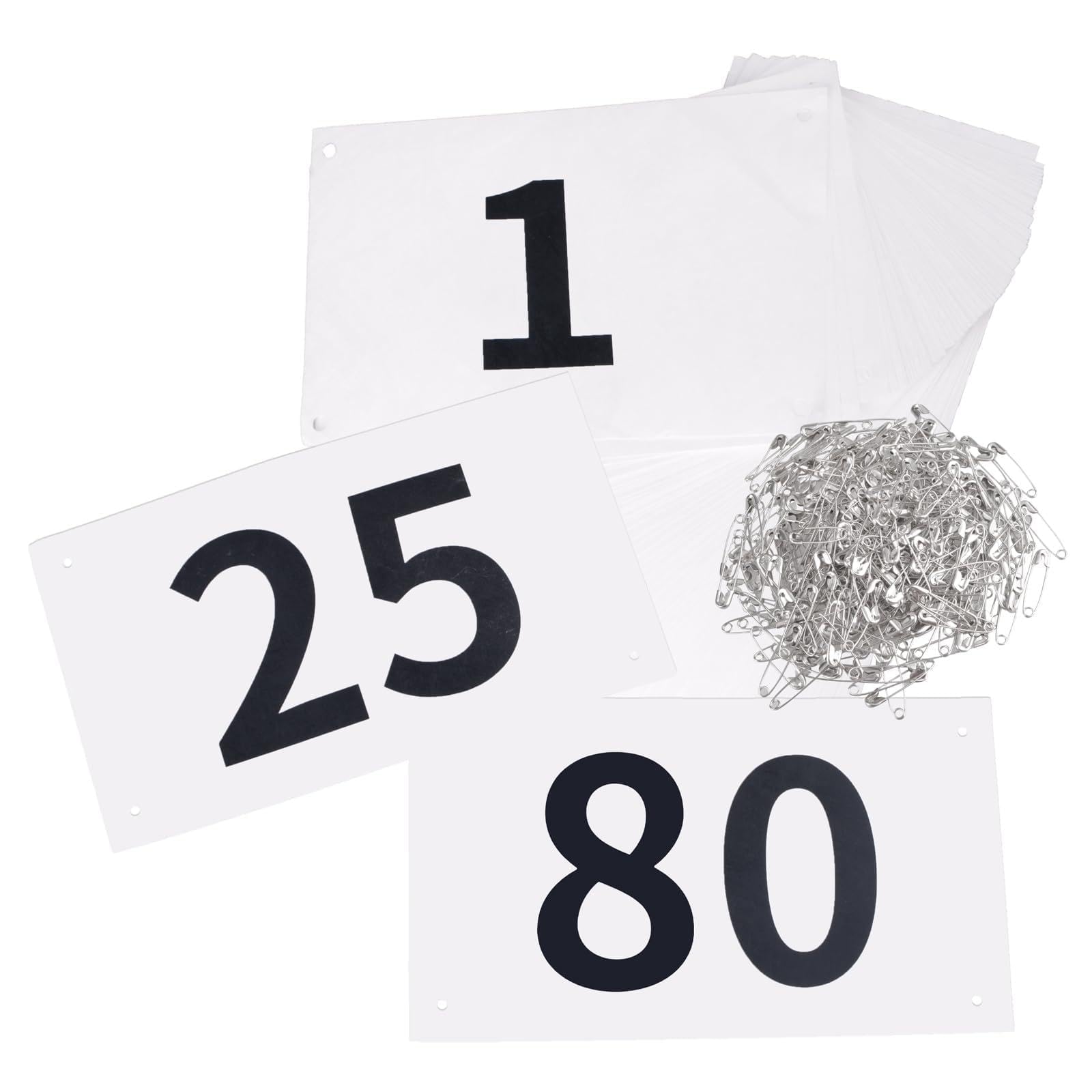 TRIWONDER Race Bibs Running Numbers with Safety Pins, Tyvek 4"x7" Large Numbers 1-500 for Marathon Runners Events Sports Games