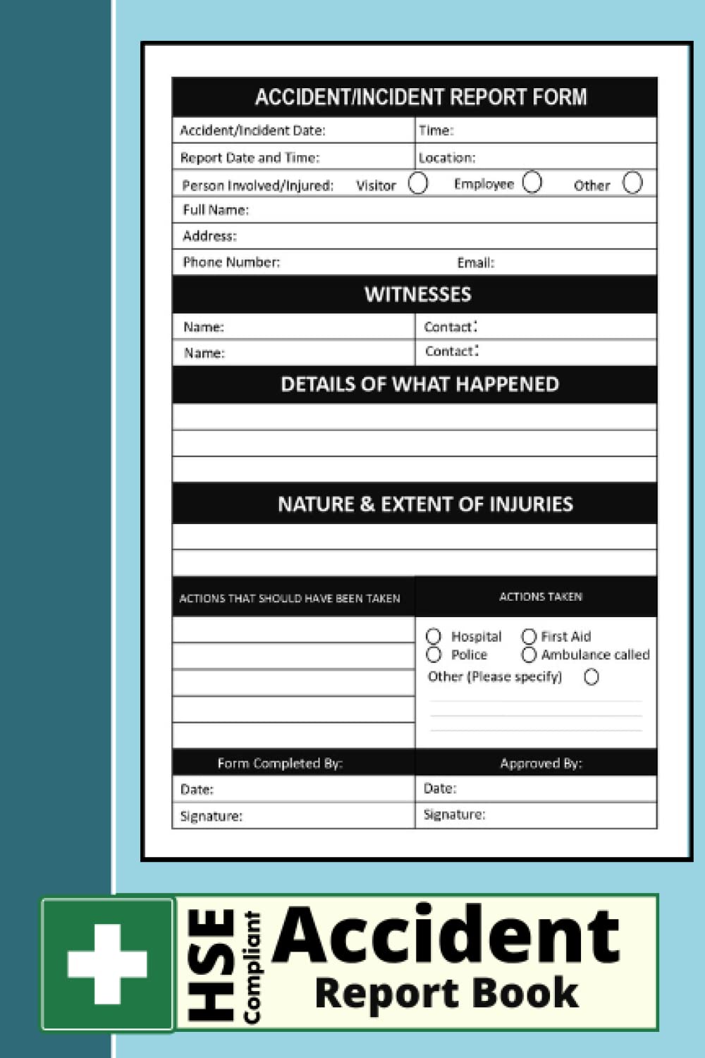 Accident Report Book Workplace Health & Safety | HSE Compliant Accident & Inc...