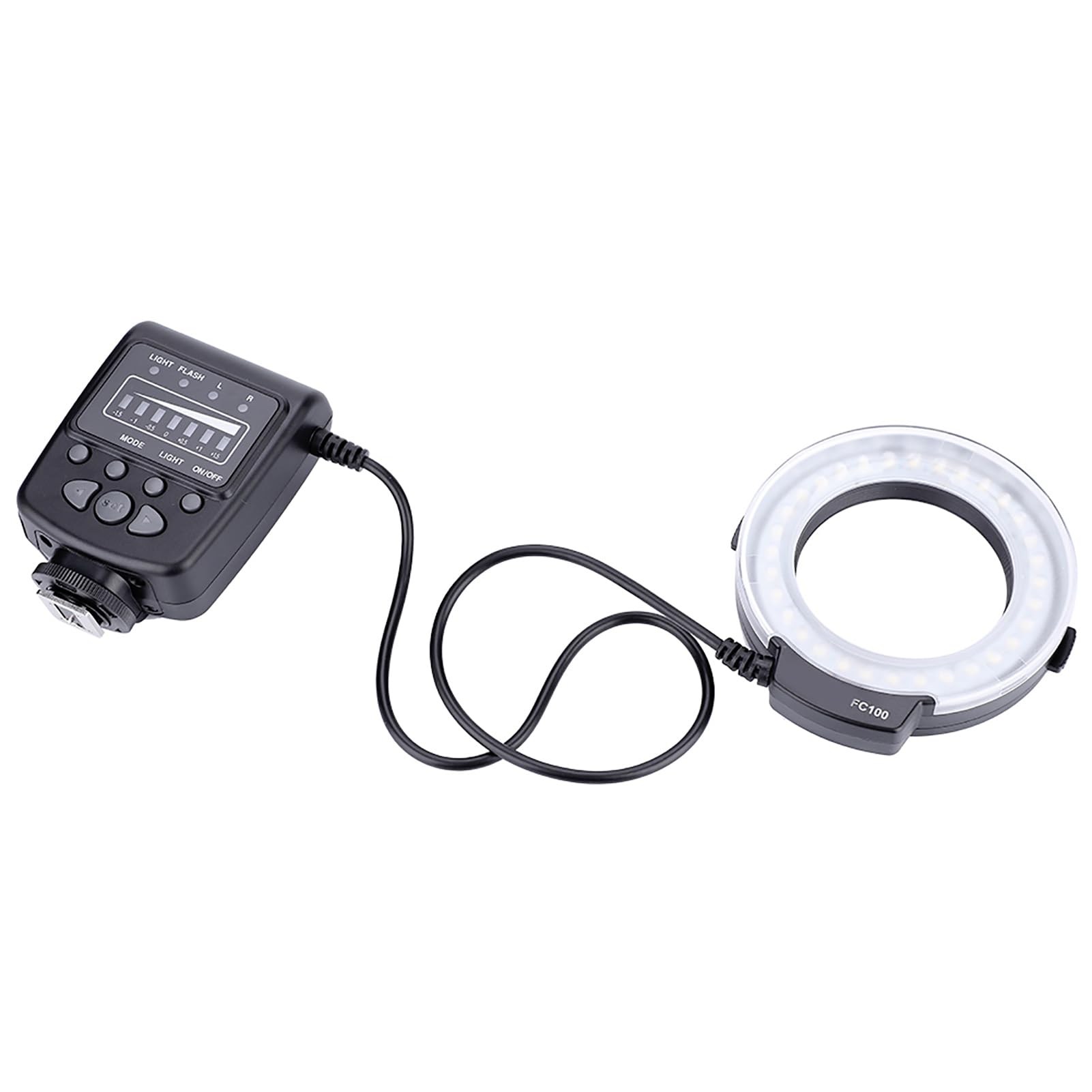 VBESTLIFE Kit Luce di Riempimento, FC-100 5000K 7 Livelli Kit di Illuminazione Fotografia Anello Luminoso per Richiede 4 Batterie AA (Non Incluse)