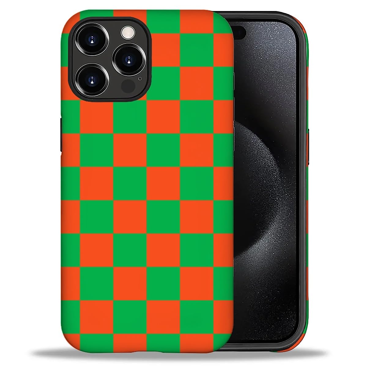 DAIZAG Compatible with iPhone 16 Pro Max Case,Checkerboard-Red-Green 2 in 1 Heavy Duty Shockproof Rugged Hard PC+Soft Silicone Protective Cover