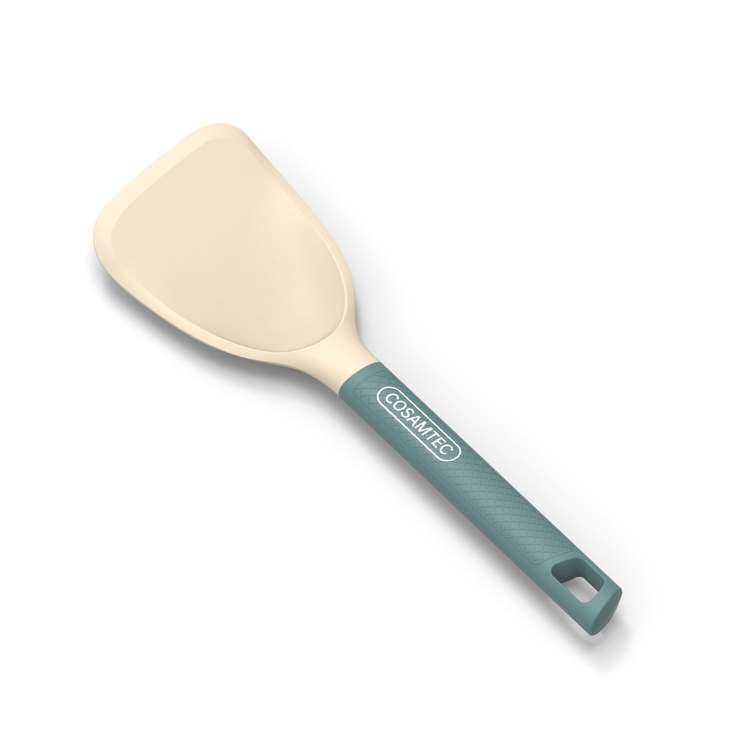 Cosamtec Silicone Small Spatula for Cooking Flexible Beveled Turner with Solid Inner Core and Heat Resistant Nylon Handle Ideal Spatula for Non-Stick Cookware
