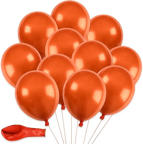 Miniatura 1 de 50 globos de látex naranja cromados de 10 pulgadas doble capa metálica de látex naranja quemado para cumpleaños baby shower boda aniversario