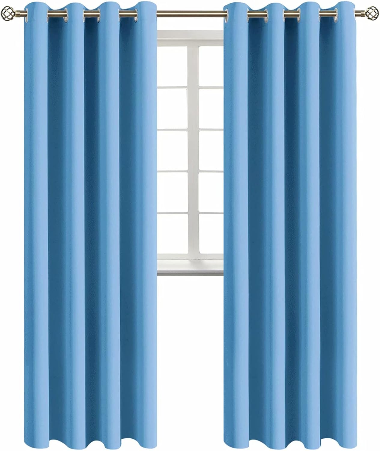 BGment Room Darkening Curtains 95 Inches Long - Grommet Thermal Insulated Drapes Window Treatment Curtains for Bedroom, 2 Panels, 52 x 95 Inch, Sky Blue