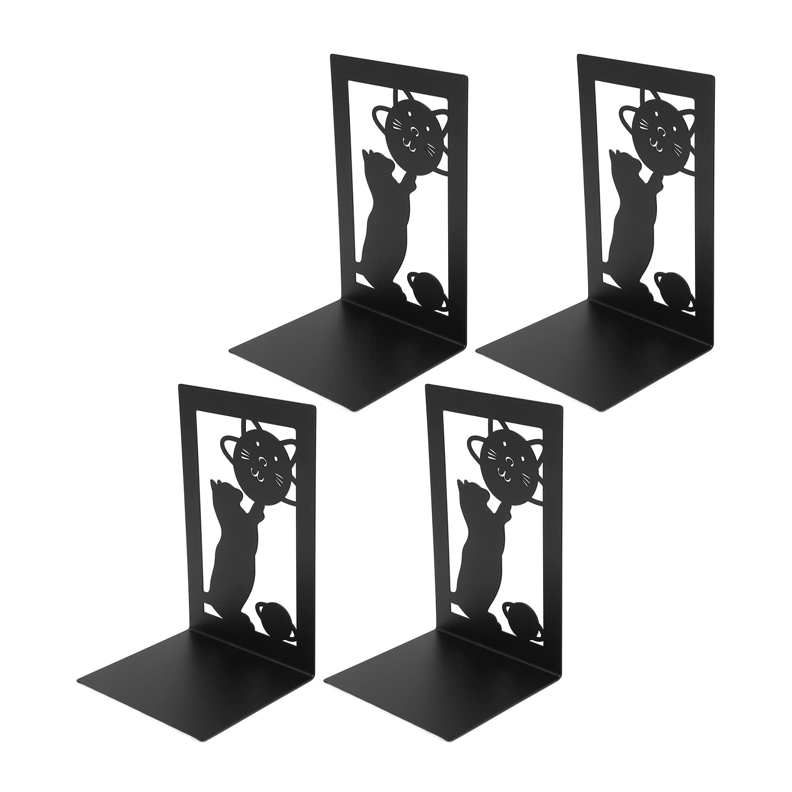 Serre-livres design chat en métal noir pour décorer la bibliothèque du salon