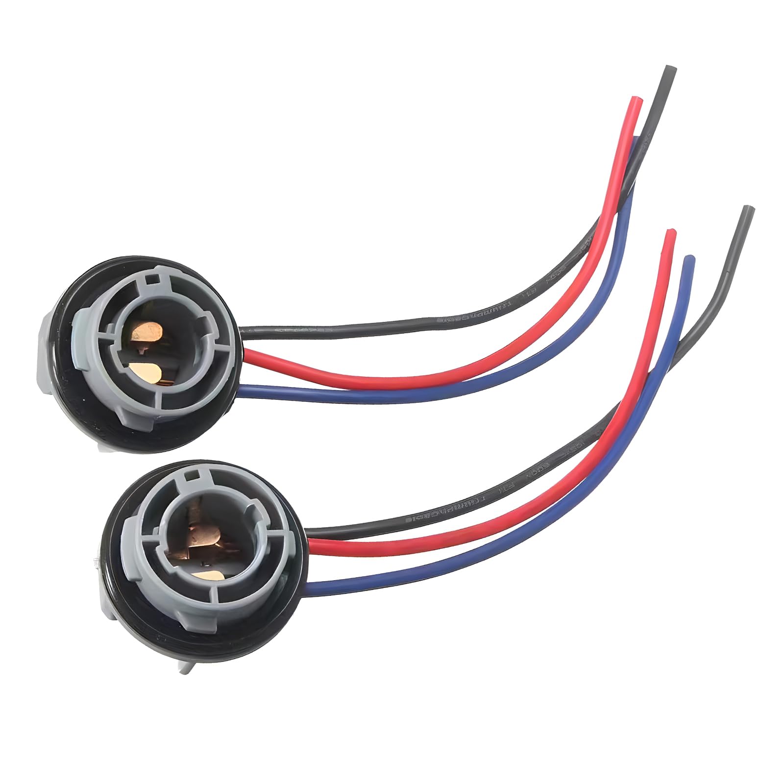 gunhunt 2 PCS Car LED Socket Connector, 18# Pure Copper Wire 1157 180° Turn Signal Light Socket Wiring Harness, Automobile Modification Accessories, Suitable for Most Models (Black & Red & Blue)