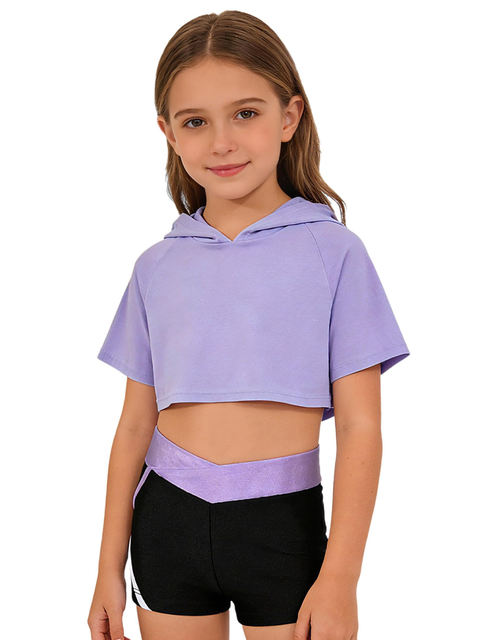 Mädchen Bekleidungssets Kapuzenpullover und Crop Top mit Shorts Sommer Sportanzug Sport Kleidung 3 Teilig Outfit Set Trainingsanzug Jogginganzug