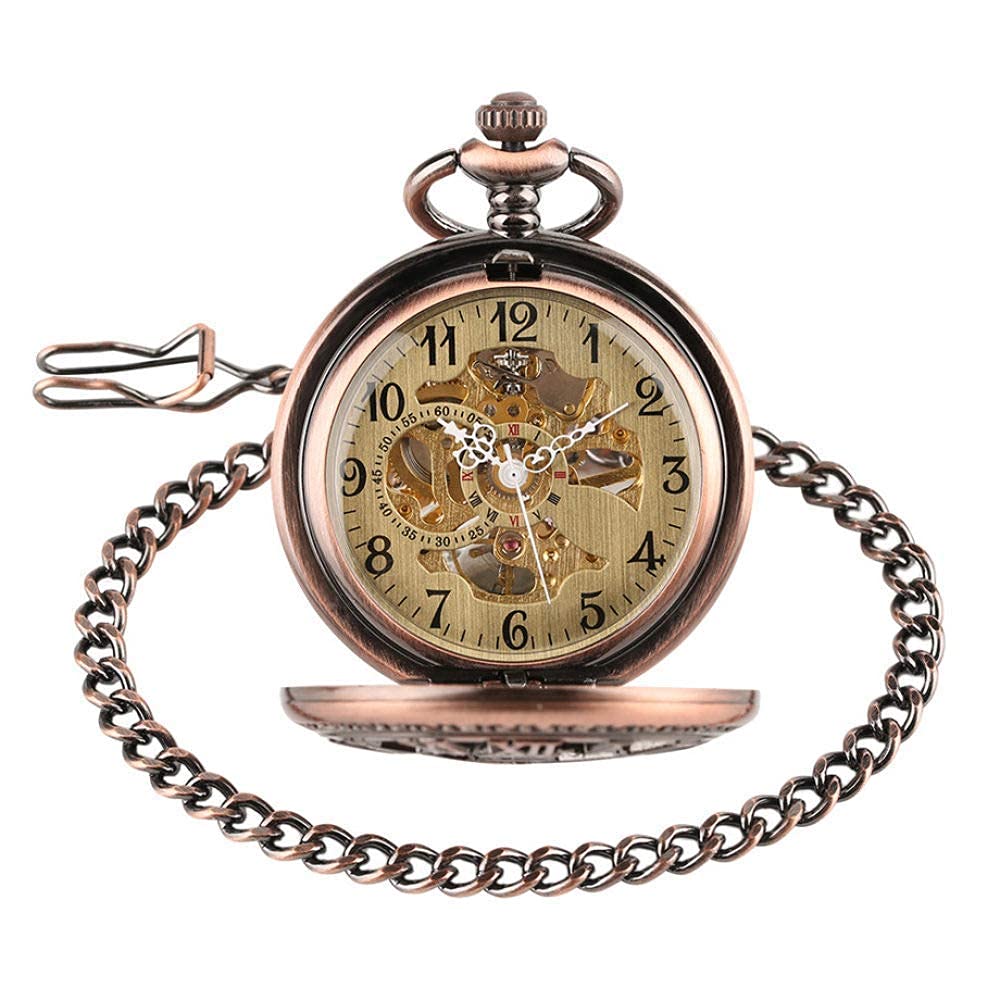 Orologio da Taschino, Creativo Vintage Modello Annata a Mano avvolgimento Meccanico Tasca Orologio da Taschino con ingranaggio Cavo Design Elegante Spettacolo, con Catena