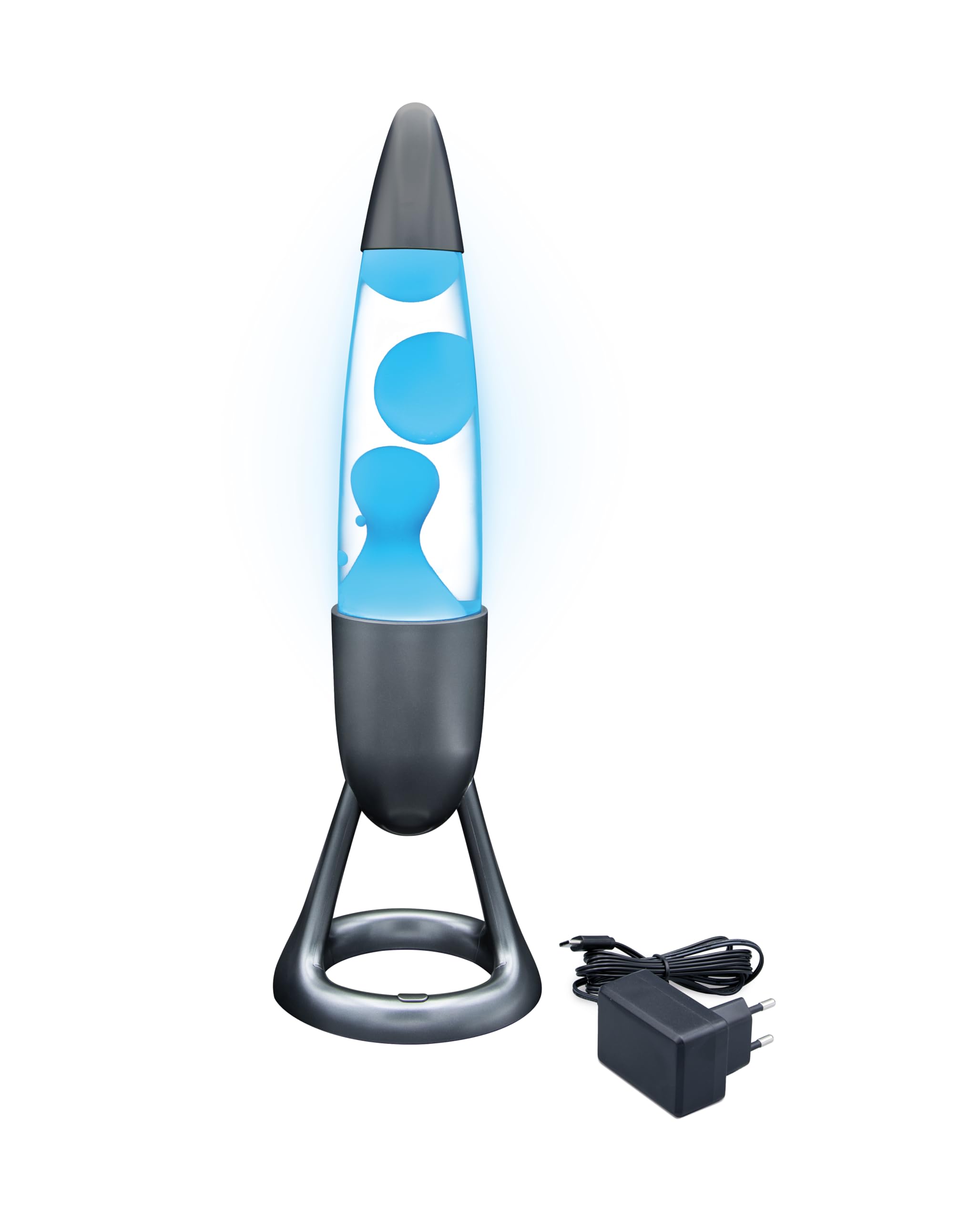 BUKI France - Bezpieczna lampa Magma 35 cm z 7-kolorowym oświetleniem LED - bezpieczna metalowa podstawa - nie pali się - cykl automatyczny, dekoracja pokoju nastrojowego - zasilanie sieciowe - od 14