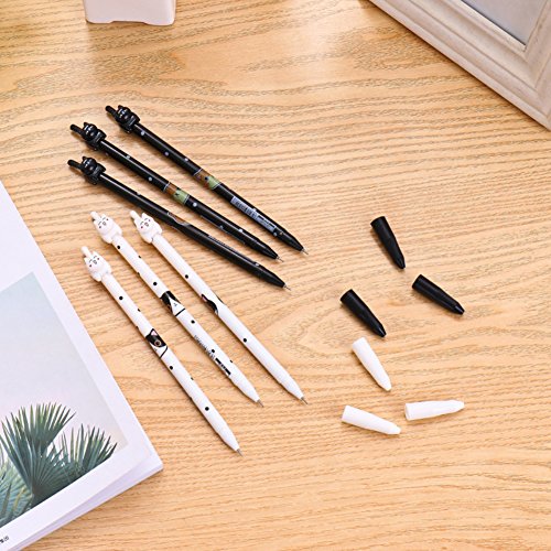 Slendima 1 Pc 0.38 mm Creative Kawaii Cat Gel Pen, Cute Stationery Gift School Student Supplies - Black/White - Thumbnail 4