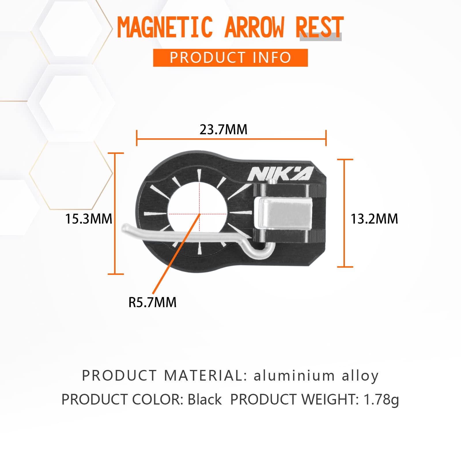 Pistone per tiro con l'arco in alluminio + set di supporti magnetici per freccia – Archi ricurvi, bottone a pressione avvitabile, supporto magnetico in metallo per mano destra o sinistra, con
