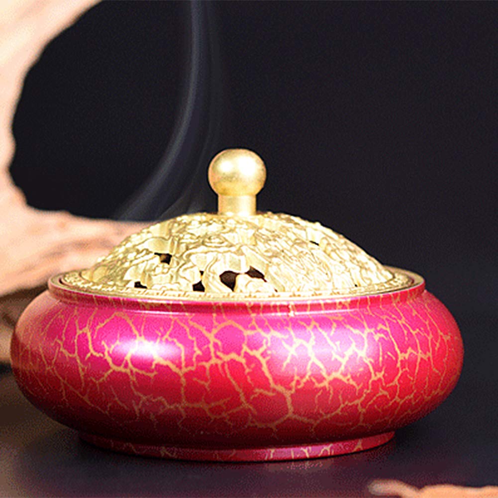 Cuivre Pur Porte-encens Brûleur- Encens en Forme de bâton/cône/Bobine Poêle d'aromathérapie au Bois de Santal Cendrier Plateau Bol Diffuseur de Parfum- Convient à Accueil Bureau