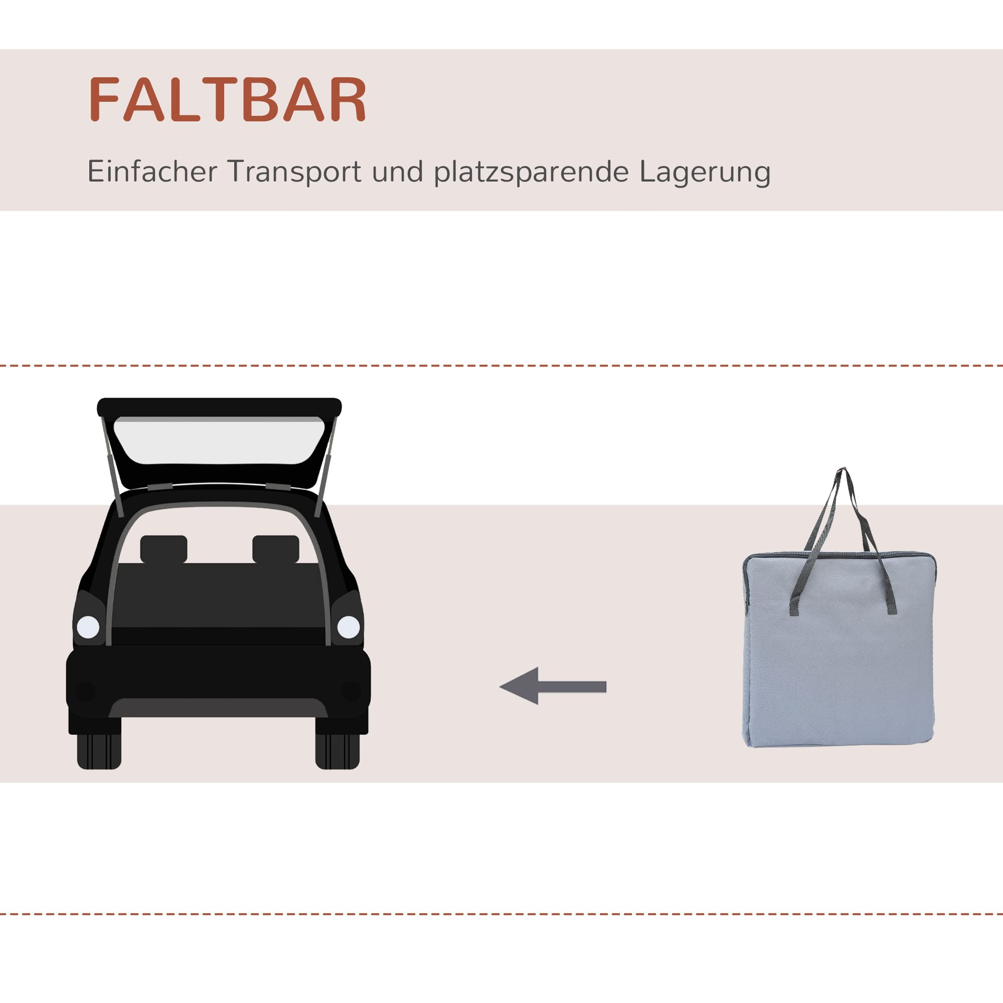 PawHut Hundetasche Auto Hundebox Transportbox Tragetasche Autositz Katze, 41 x 34 x 30 cm, Oxford Gewebe grau