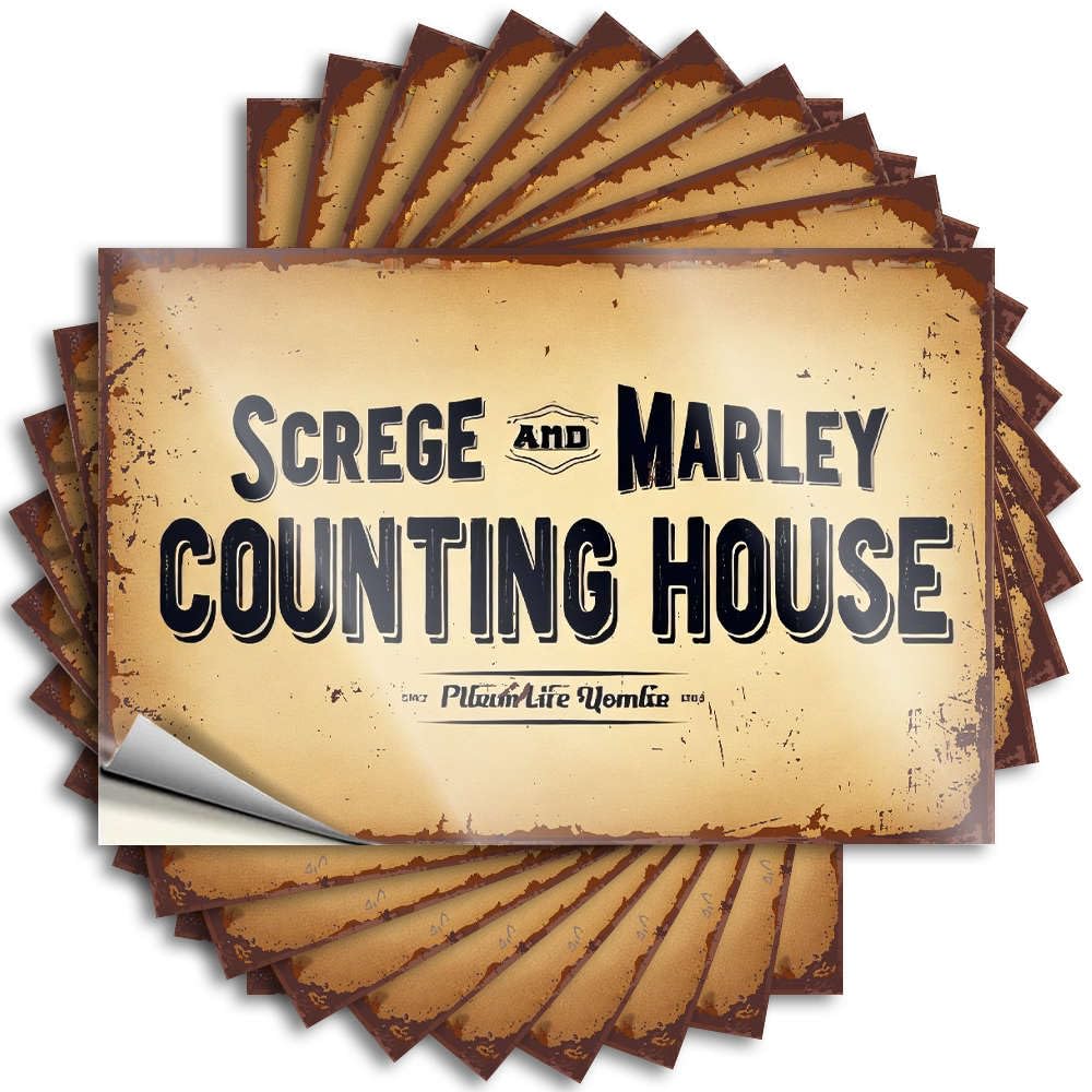 Fzfn Colour Screege And Marley Counting House. Rustic Optical Illusion - Sticker Laptop Waterproof Decal(12X18cm)