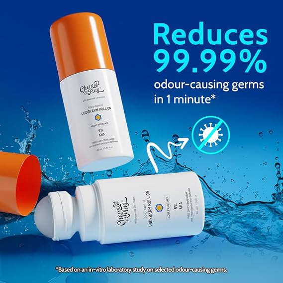 Chemist at Play UnderArm Roll-On with 5% AHA| Lactic & Mandelic Acid|Prevents Odour, Brightens Skin & Exfoliates Underarm | For Sensitive Skin | Aqua Fragrance | Alcohol & Aluminium Free | 1.35 fl oz